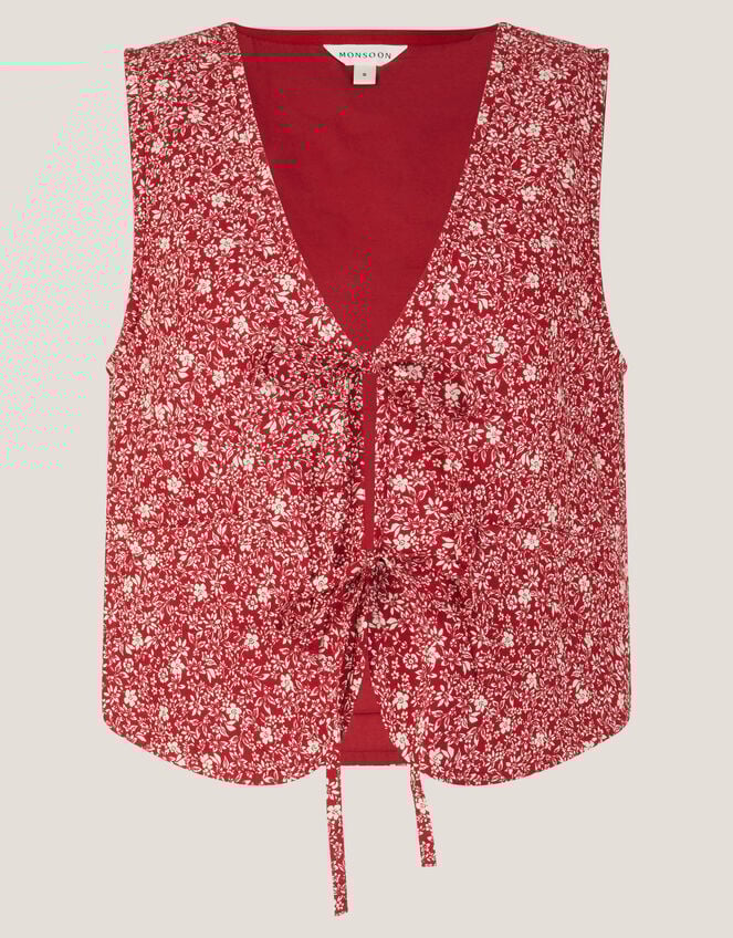 Felipa Floral Print Waistcoat, Red (RED), large