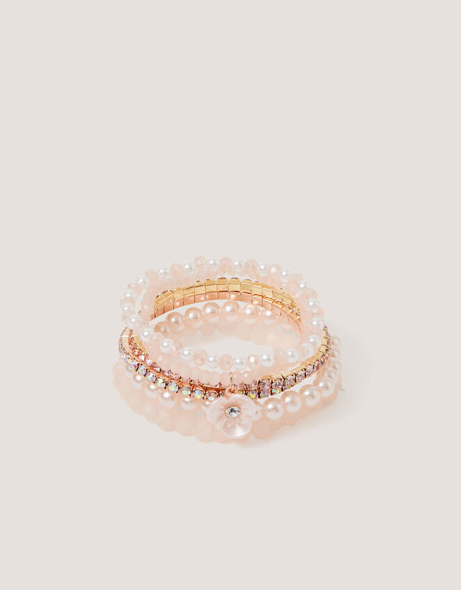 6-Pack Flower Beaded Bracelets, , large