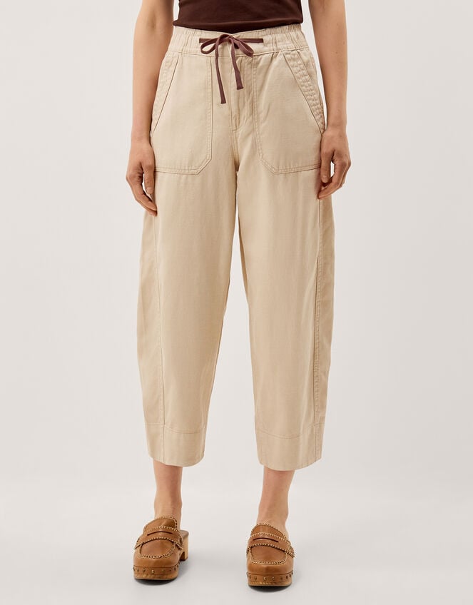 Megan Cropped Barrel Trousers, Natural (ECRU), large