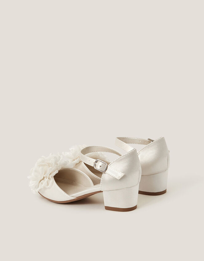 Corsage Satin Two-Part Heels, Ivory (IVORY), large