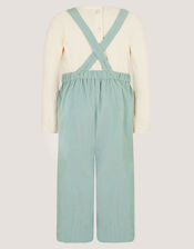 Baby Top & Embroidered Corduroy Dungarees Set, Green (GREEN), large