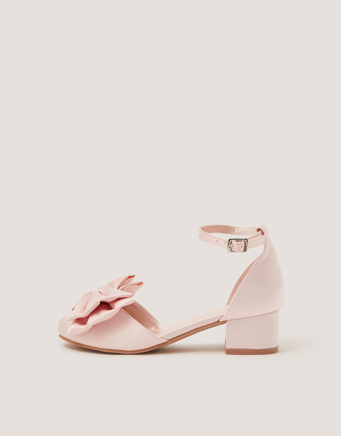 Bow Satin Two Part Heels, Pink (PINK), large