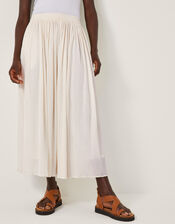 Bethany Crinkle Midi Skirt, Cream (CREAM), large