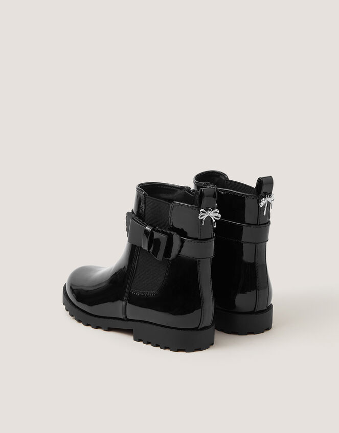 Bow Patent Chelsea Boot School Shoes, Black (BLACK), large