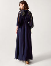 Skyla Floral Embellished Maxi Wrap Dress, Blue (NAVY), large