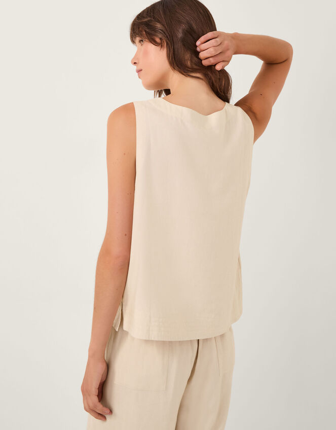 Lucy Linen Blend Tank Top , Natural (NATURAL), large