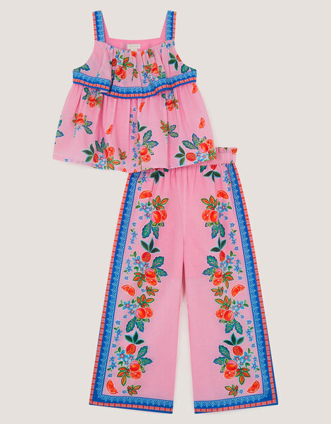 Oriana Fruity Top & Trousers Set, Pink (PINK), large
