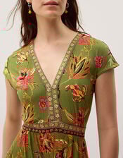 Zainab Floral Jersey Wide Leg Jumpsuit, Green (GREEN), large