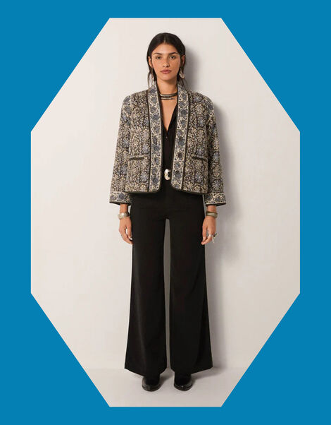 Maison Hotel Sugata Floral Quilted Jacket, Blue (BLUE), large