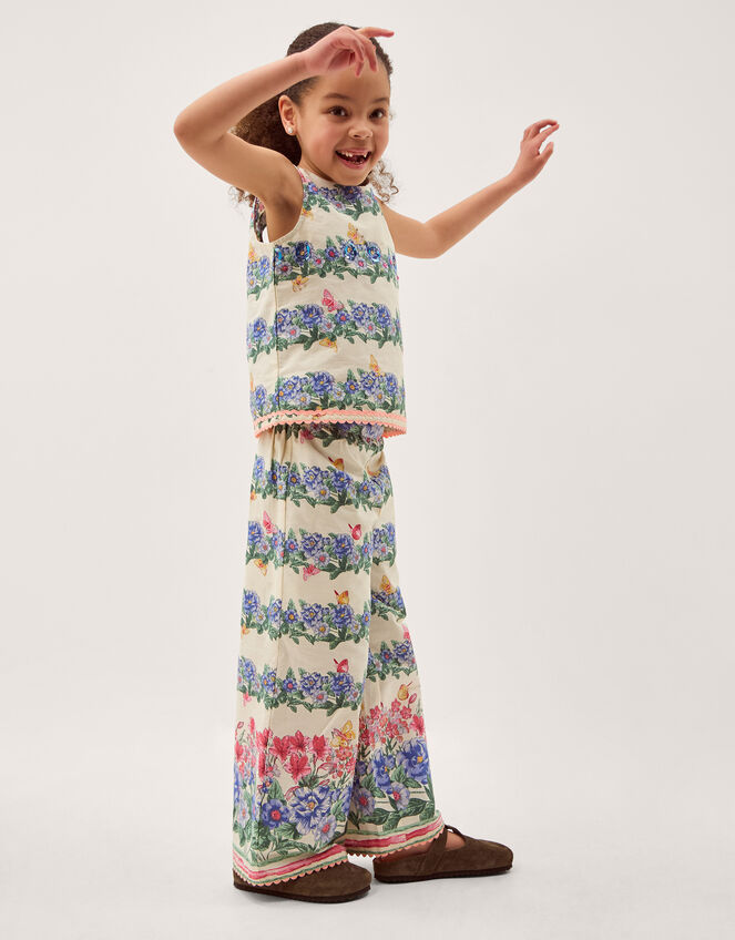 Clara Floral Print Top & Pants Set, Ivory (IVORY), large