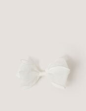 Large Organza Bow Hair Clip, Ivory (IVORY), large
