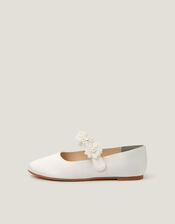 Pearl Flower Ballet Flats, Ivory (IVORY), large