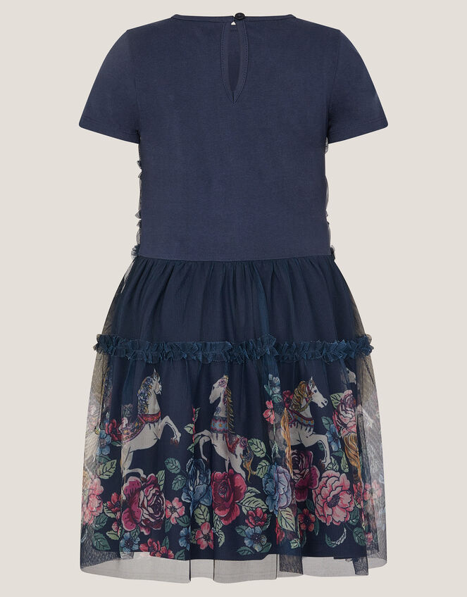 Unicorn Sequin Frill Dress, Blue (NAVY), large