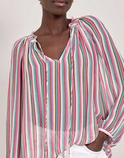East Shania Sheer Stripe Blouse, Multi (MULTI), large