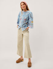 Alice Floral Embroidered Top, Blue (BLUE), large