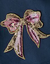 Sequin Bow Kick Flare Leggings, Blue (NAVY), large