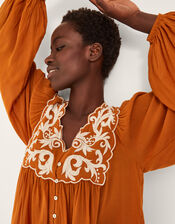 Jenna Embroidered Blouson Blouse, Copper (COPPER), large