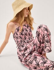 Palm Print Strappy Jumpsuit, Pink (PINK), large