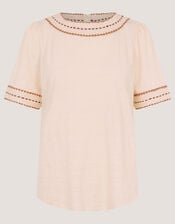 Tina Trim Jersey T-Shirt, Ivory (IVORY), large