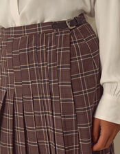 Gracie Check Print Midi Skirt, Brown (BROWN), large