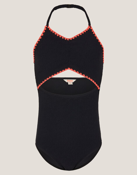 Halter Cut Out Swimsuit, Black (BLACK), large