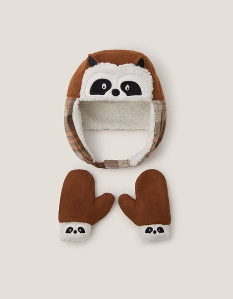 Baby Racoon Trapper Hat & Mittens Set, Multi (MULTI), large