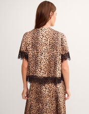 Babette Leopard Print Lace Top, Brown (BROWN), large