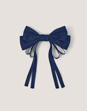 Ribbon Bow School Hair Clip, Blue (NAVY), large