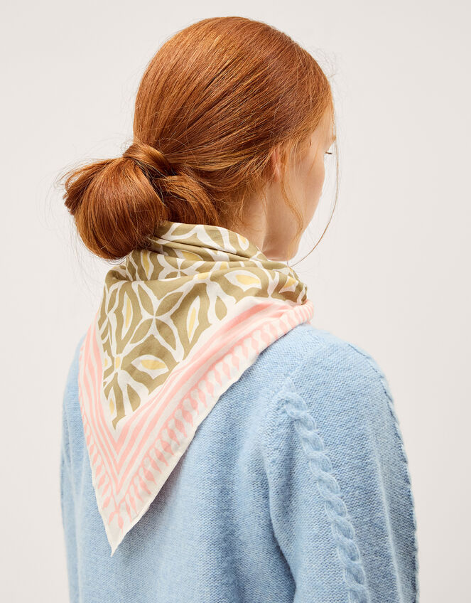 Elma Print Square Cotton Scarf, , large