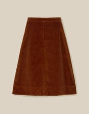 Nicky Corduroy Midi Skirt, Brown (COGNAC), large