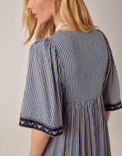 Maison Hotel Augusta Gingham Midi Dress, Blue (BLUE), large