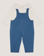 Baby Denim Dungaree & Rib Top Set, Blue (BLUE), large