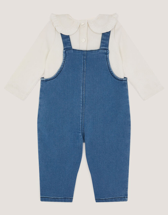 Baby Denim Dungaree & Rib Top Set, Blue (BLUE), large