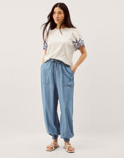 Bree Broderie Sleeve Jersey T-Shirt, White (WHITE), large