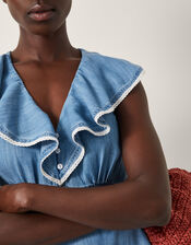 Dottie Sleeveless Ruffle Midi Dress, Blue (DENIM BLUE), large