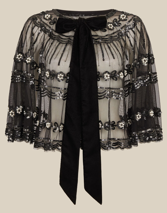 Monsoon x Queens of Archive Jerry Short Sequin Embellished Cape​, , large