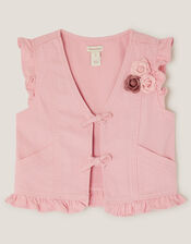 Flower Denim Waistcoat, Pink (PINK), large