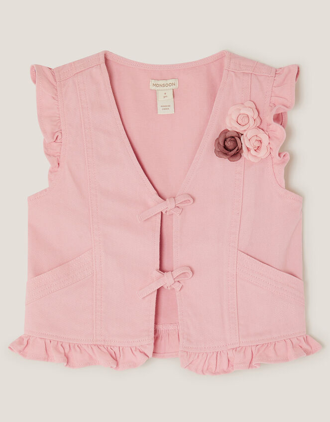 Flower Denim Waistcoat, Pink (PINK), large