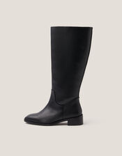 Meg Leather Knee-High Boots, Black (BLACK), large