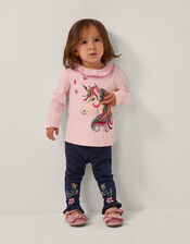 Baby Unicorn Top & Floral Leggings Set, Pink (PINK), large