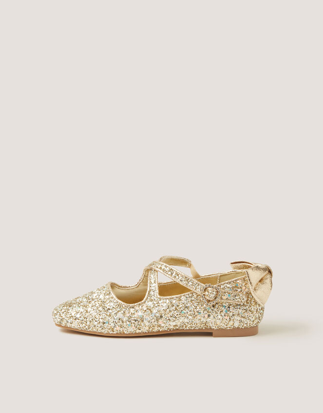 Sequin Mary Jane Ballet Flats, Gold (GOLD), large