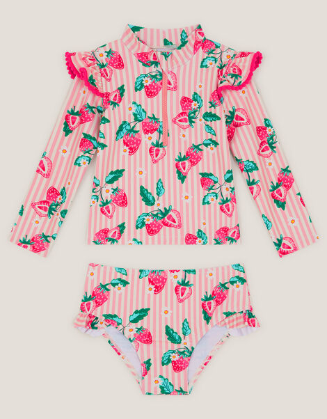 Baby Strawberry UPF50+ Rash Vest Swim Set, Pink (PINK), large
