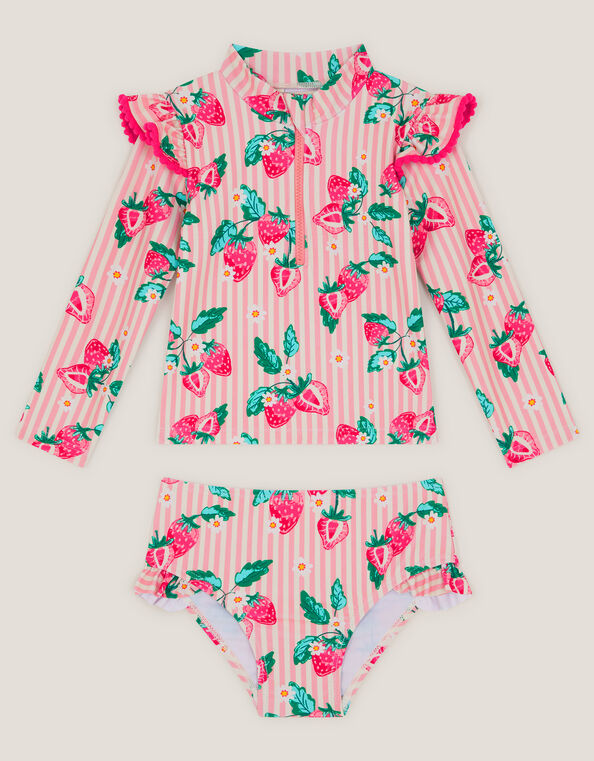 Baby Strawberry UPF50+ Rash Vest Swim Set, Pink (PINK), large
