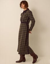 Ciara Check Jersey Midi Shirt Dress, Brown (BROWN), large
