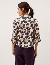 Ellison Floral Print Shirt, Blue (NAVY), large