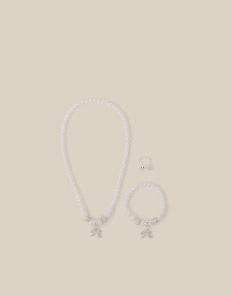 Pearl Beaded Bow Bridesmaid Jewellery Set, , large