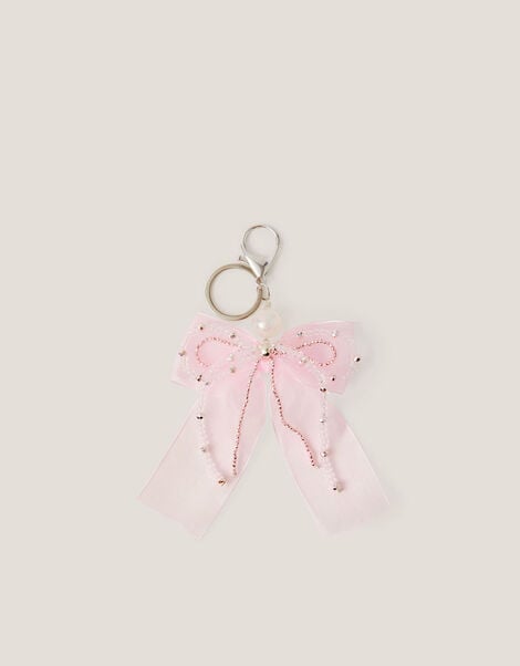 Bead & Ribbon Bow Bag Charm, , large