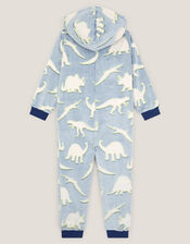 Glow in the Dark Dinosaur Onesie, Blue (NAVY), large