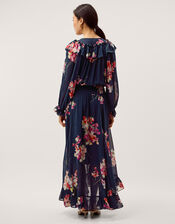 Amber Floral Ruffle Maxi Dress, Blue (NAVY), large