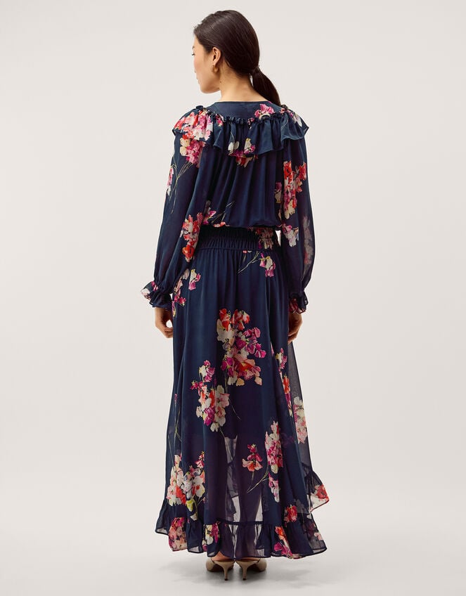 Amber Floral Ruffle Maxi Dress, Blue (NAVY), large